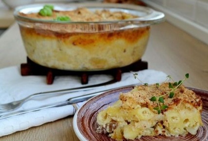 Норвежская запеканка с макаронами и белой рыбой