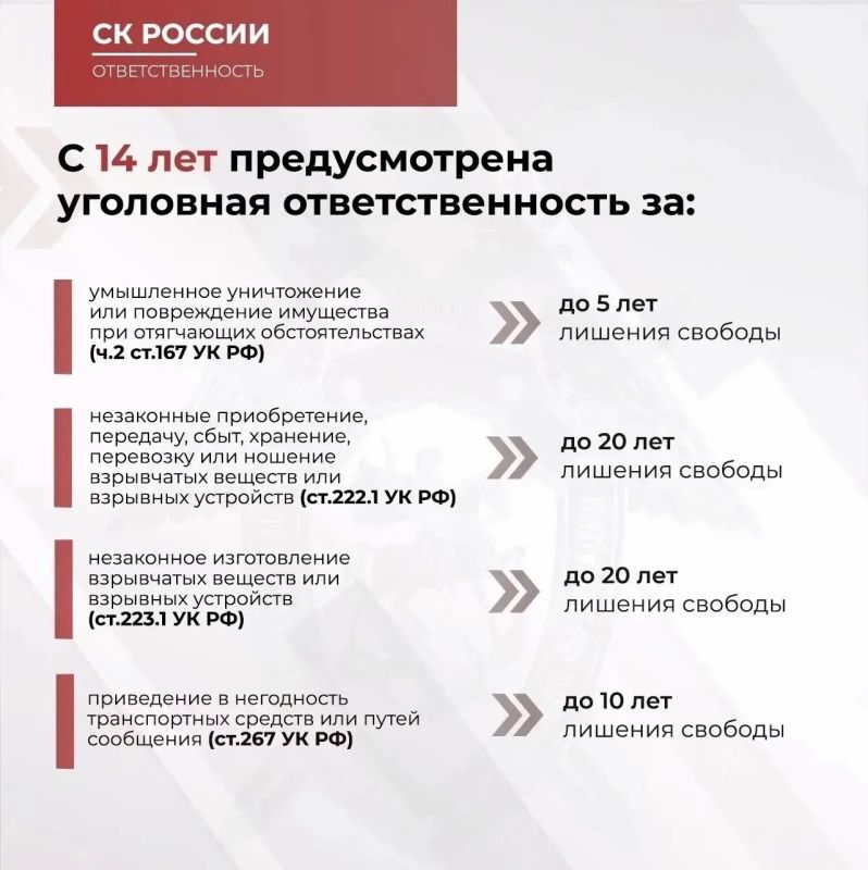 Следственное управление СК России по Республике Ингушетия призывает граждан к бдительности и напоминает об уголовной ответственности за совершение преступлений против основ конституционного строя и безопасности государства... Следственное управление СК России по Республике Ингушетия призывает граждан к бдительности и напоминает об уголовной ответственности за совершение преступлений против основ конституционного строя и безопасности государства...