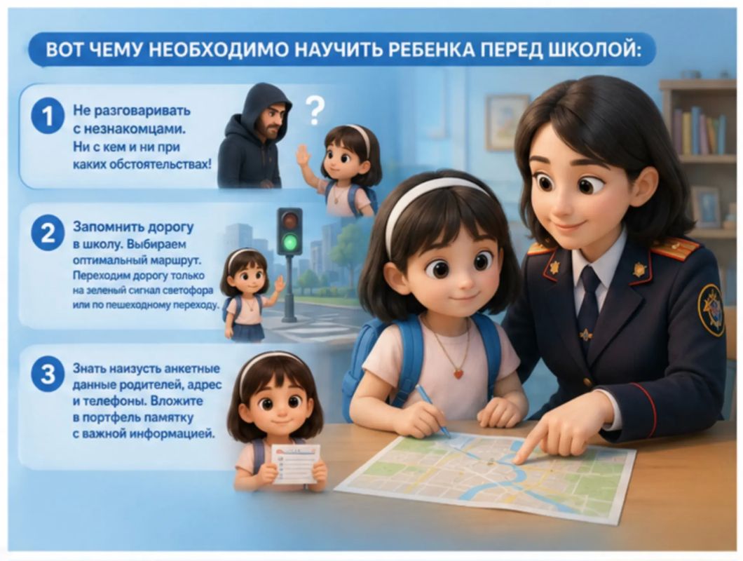 Следственное управление СК России по Республике Ингушетия призывает родителей повторить с детьми правила безопасности перед школой Следственное управление СК России по Республике Ингушетия призывает родителей повторить с детьми правила безопасности перед школой
