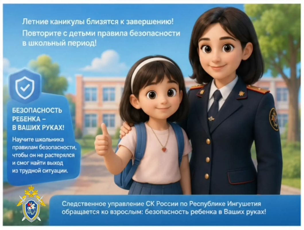 Следственное управление СК России по Республике Ингушетия призывает родителей повторить с детьми правила безопасности перед школой Следственное управление СК России по Республике Ингушетия призывает родителей повторить с детьми правила безопасности перед школой